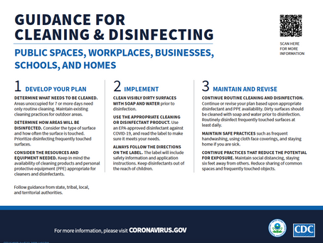 CDC's Reopening Guidance for Cleaning and Disinfecting Public Spaces, Workplaces, Businesses,...