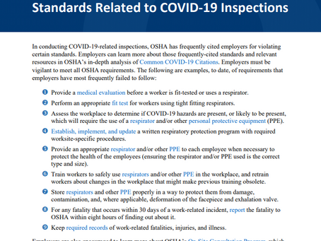 Lessons Learned: Frequently Cited Standards Related to COVID-19 Inspections