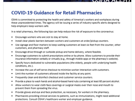 Alert to Help Keep Retail Pharmacy Workers Safe During the Coronavirus Pandemic