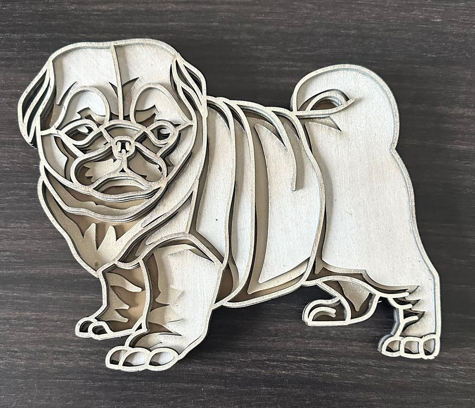 Pug Standing Small 3D