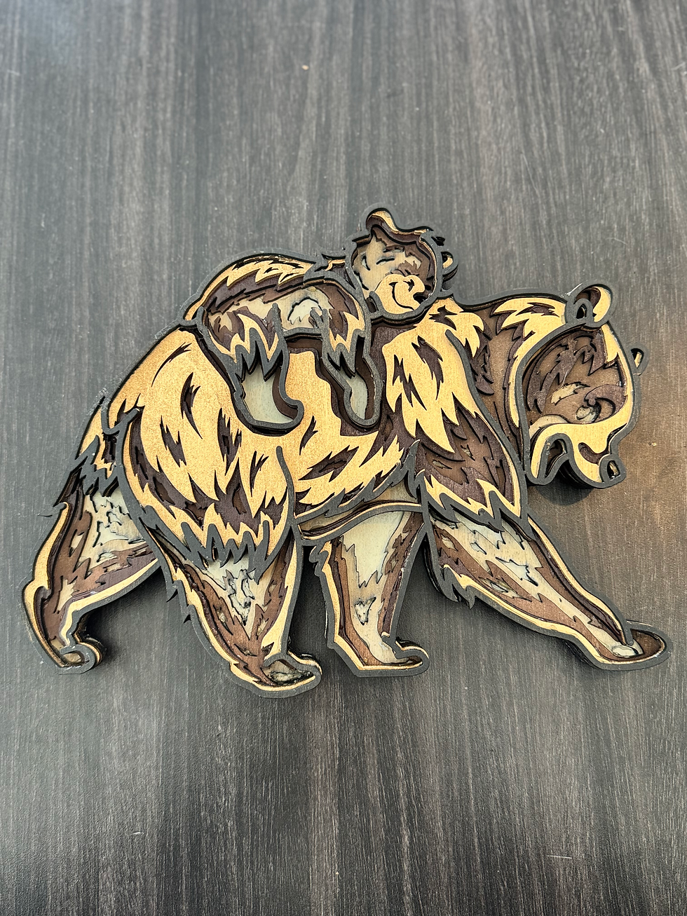 Bear with Cub on Back 3D