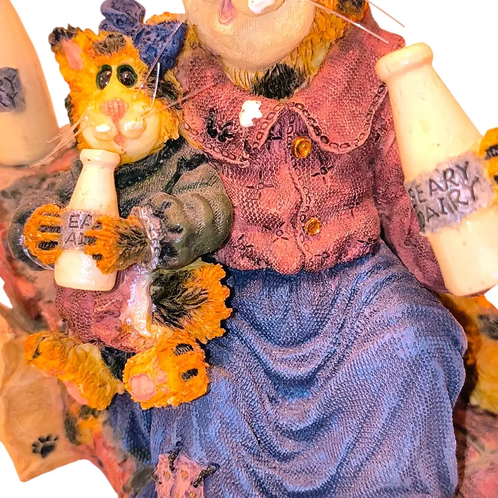 Thumbnail: Boyds Purrstone Momma Craftycat with Lil' SlipperGot Cream? Retired 371007