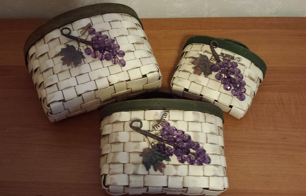 Thumbnail: Boyds Accesories Chardnay Grape Harvest Baskets #65192 Set of 3