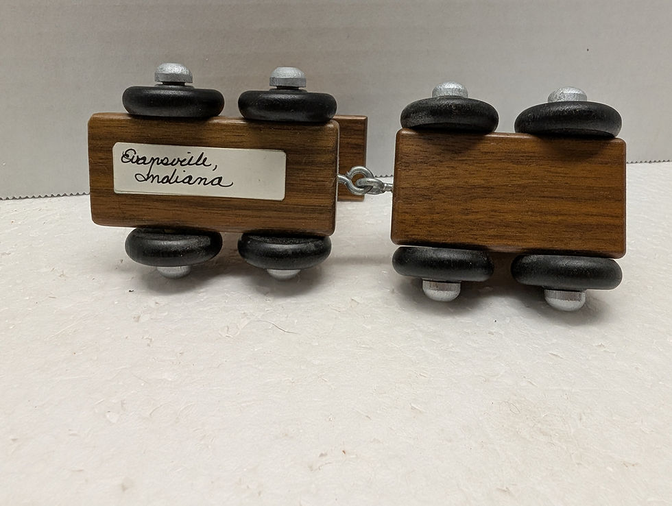 Thumbnail: Casey the Engineer Bear with Wooden Train By Pat Carriker