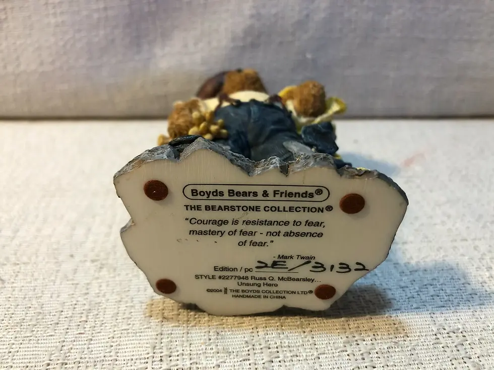 Thumbnail: Boyds Bear Resin Russ Q McBearsley Unsung Hero 2277948 Fireman