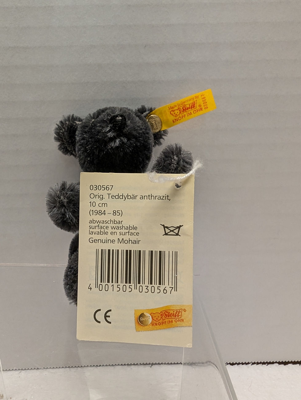 Thumbnail: Steiff Charcoal 10cm Fully Jointed Bear 0212/10