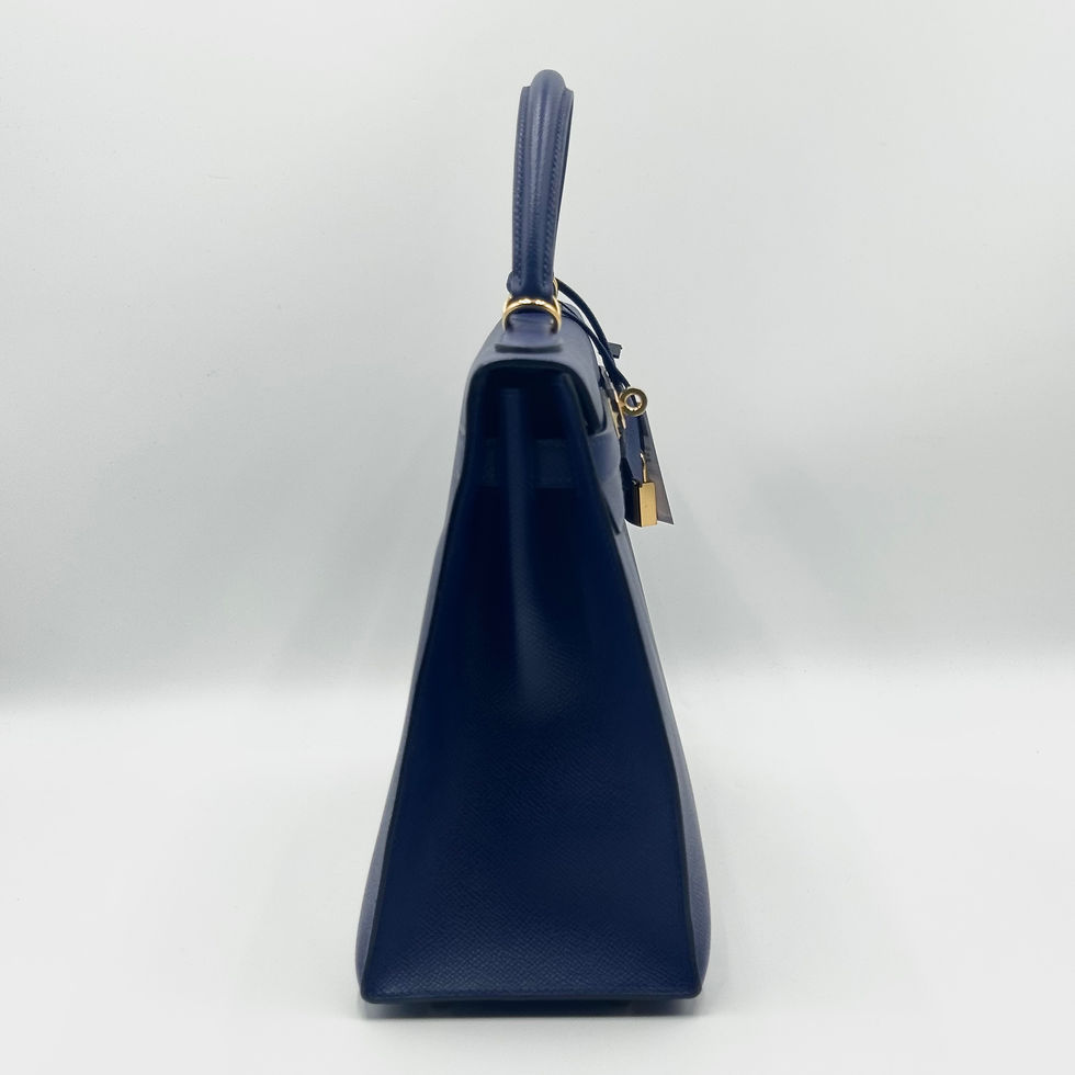 Thumbnail: Like New | Hermès Kelly 32 in Bleu Saphir Epsom Leather Stamp Square Q (2013)