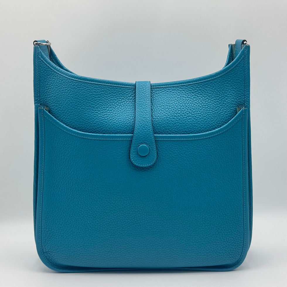 Thumbnail: Pre-owned | Hermès GM Bleu Frida in Clemence Leather PHW Stamp Square R (2014)