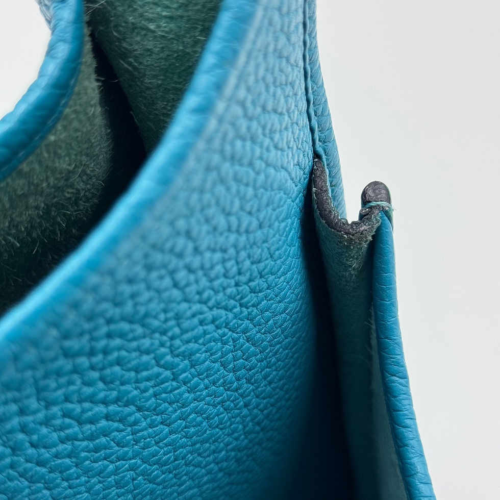 Thumbnail: Pre-owned | Hermès GM Bleu Frida in Clemence Leather PHW Stamp Square R (2014)