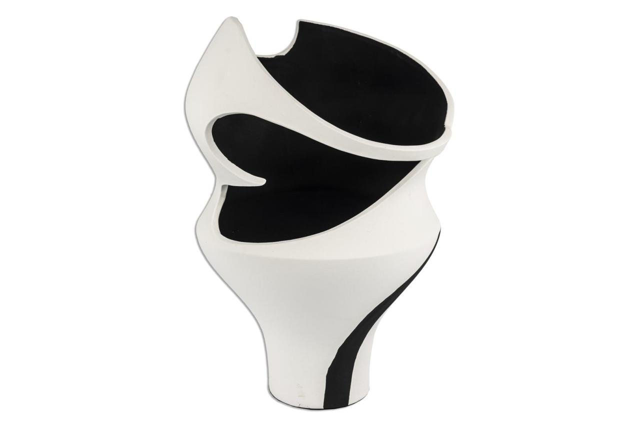 Siyah Beyaz Pors Vazo 21x41cm