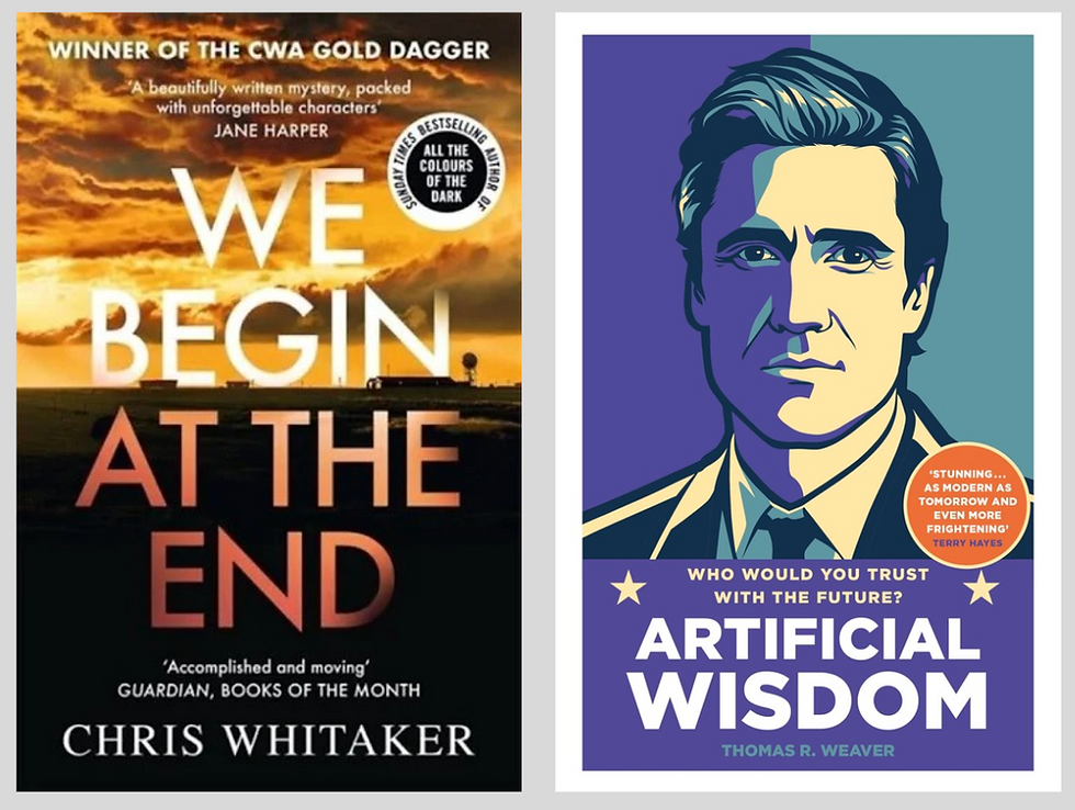 Above: Fiona believes Chris Whitaker's We Begin At the End should be made into a TV series, while Thomas Weaver's Artificial Wisdom is one of the last books she has read.