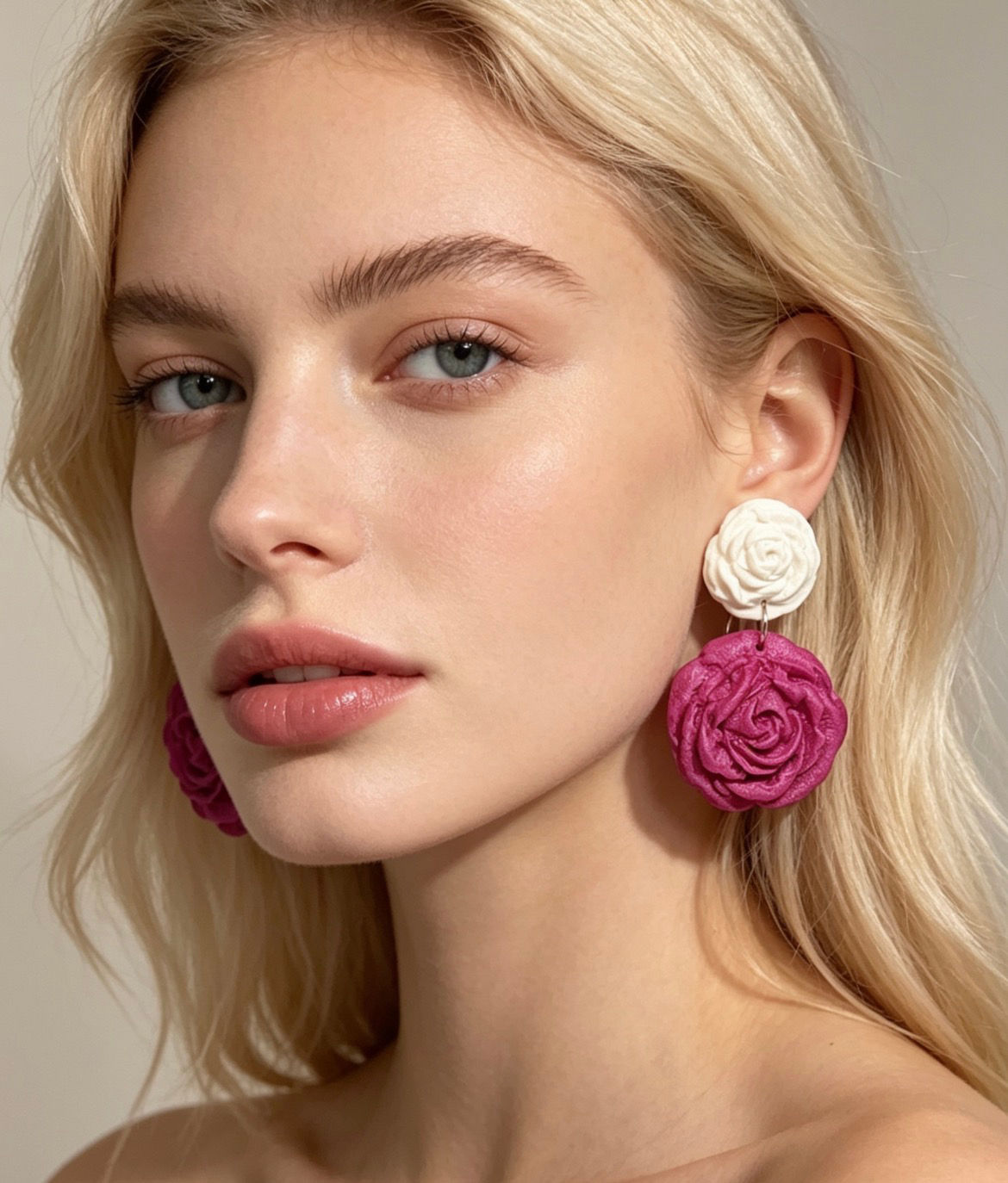 Gül Katmanı Küpe - Pembe