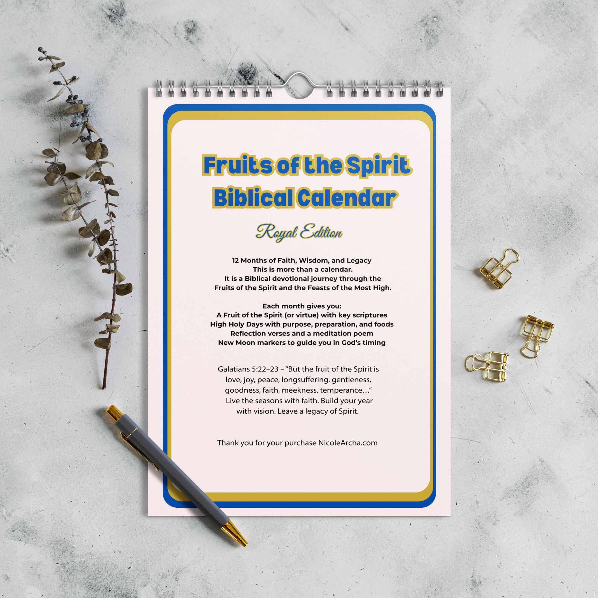 Fruits of the Spirit Biblical Devotional Calendar-Royal Edition (2026)