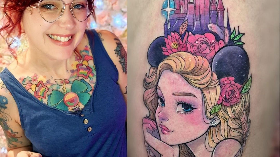 Feebleink, tatoueuse Lyon et Haute-Savoie, et son tatouage Disney.