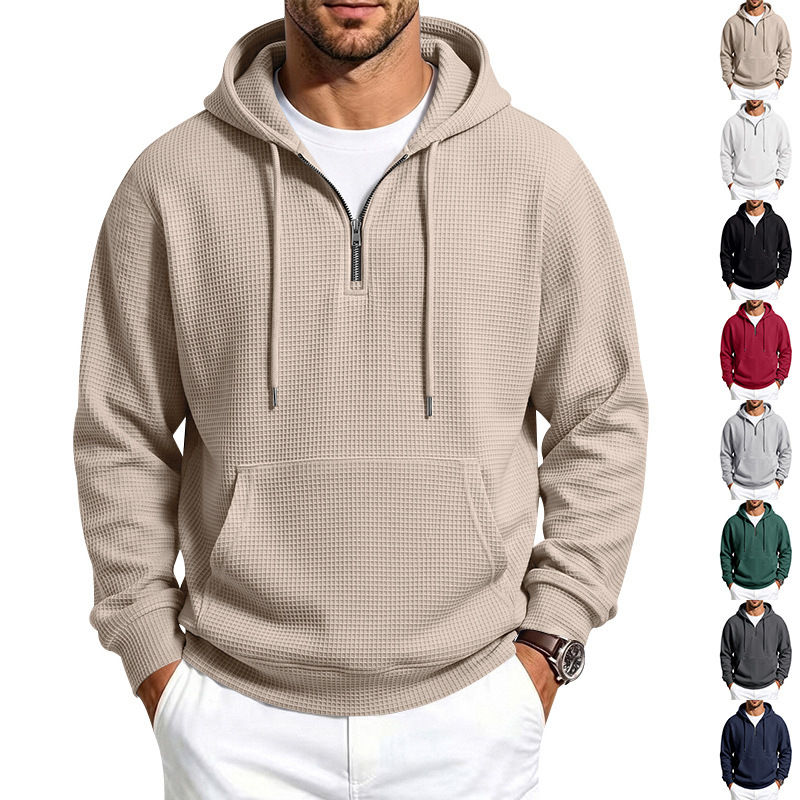 Mens Half Zip Hooded Sweatshirt