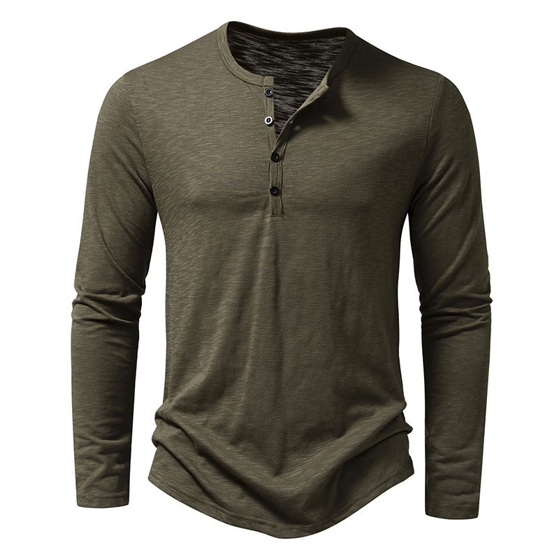 Thumbnail: Mens Bamboo Cotton Henley Long Sleeve T-Shirt