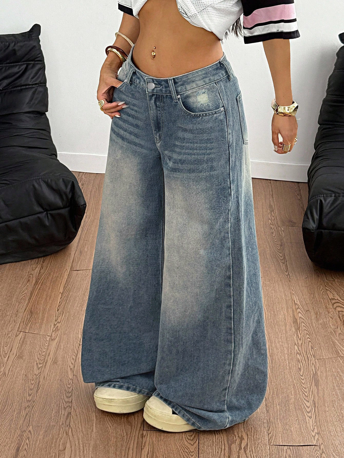 Straight-leg casual floor-length pants