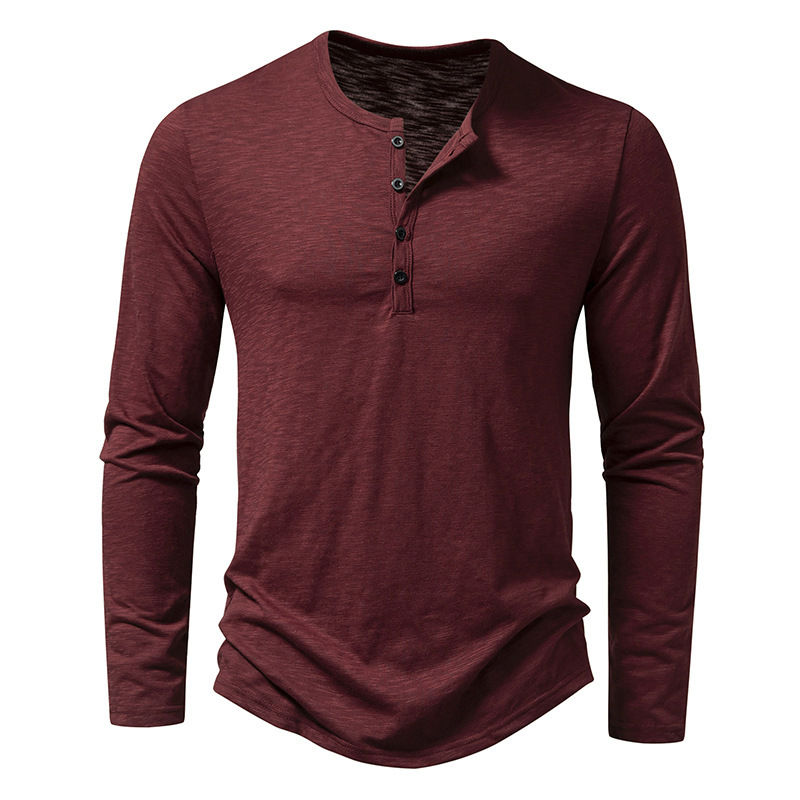 Thumbnail: Mens Bamboo Cotton Henley Long Sleeve T-Shirt