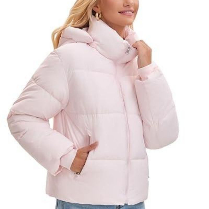 Thumbnail: Women's short-sleeved button-down hooded cotton coat