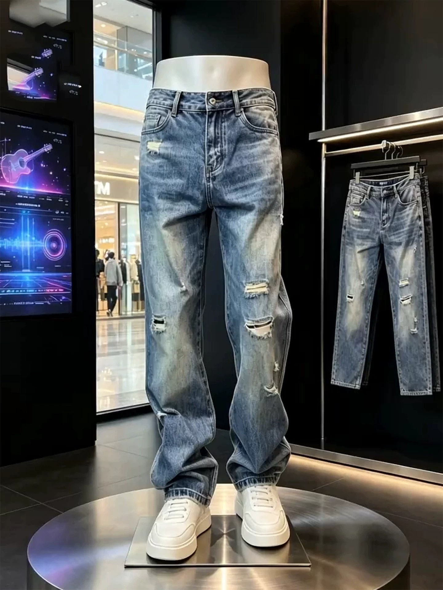 Slim-Fit Ripped Denim Jeans