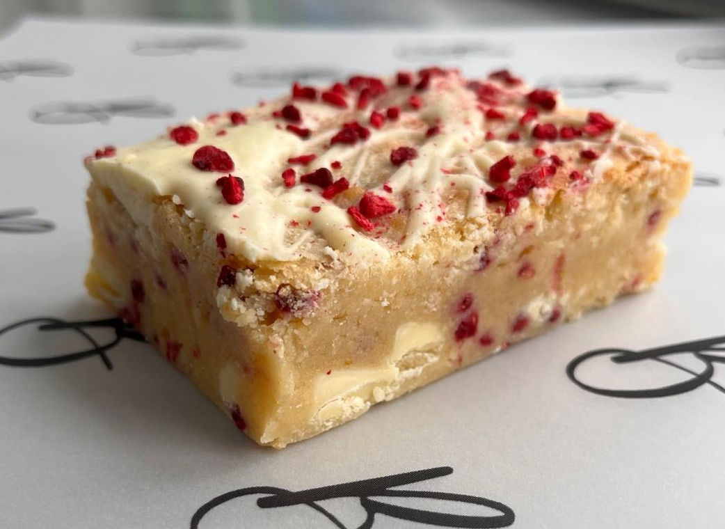 Raspberry and White Chocolate Blondie
