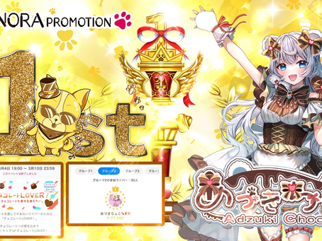 【あづきちょこ】@azukichoco_nora がチョコ―レートイベントグループ②にて1位に入賞させて頂きましたっ♪