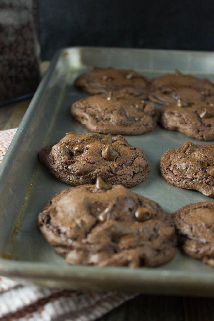 These soft and decadent cookies are #chocolatefordays and are super easy to whip up using a boxed cake mix!