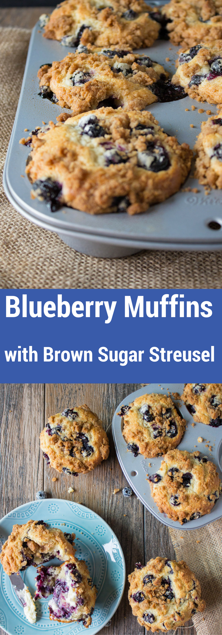 These giant blueberry muffins are super moist, loaded to the gills with blueberries and topped off with the best brown sugar cinnamon streusel topping ever! You'll love them!