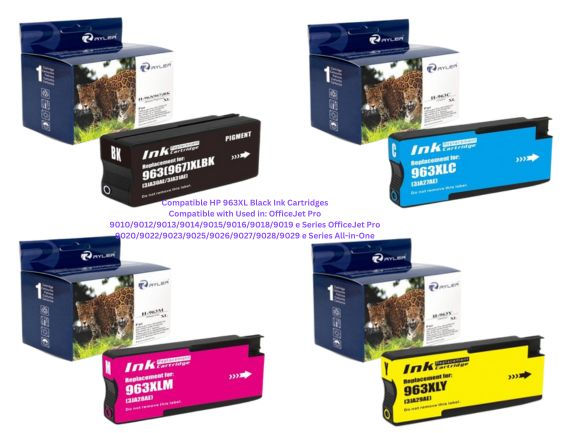 Compatible HP 963XL Black Cyan Yellow Magenta Ink Cartridges Compatible with Used in: OfficeJet Pro 9010/9012/9013/9014/9015