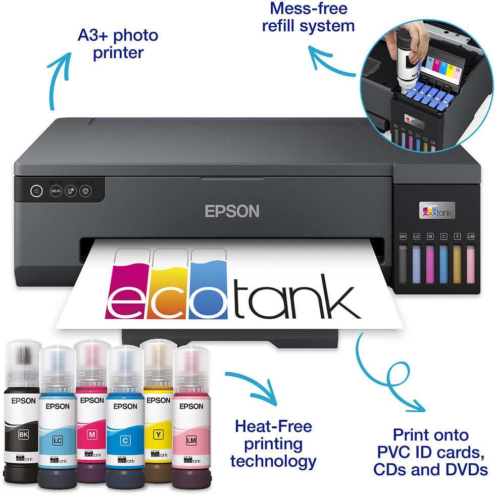 EPSON EcoTank L18050 Ink Printer, 6 Color Dye Based Inks, A3+ Borderless Photo Printing, Print Speed Appx 27 sec* (4R) / 65 s
