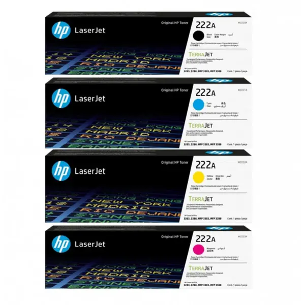 HP Original HP 222A Toner Cartridge W2220A, W2221A, W2222A, W2223A, Works With Color LaserJet Pro MFP 3303fdn ,3203dn ,3203dw