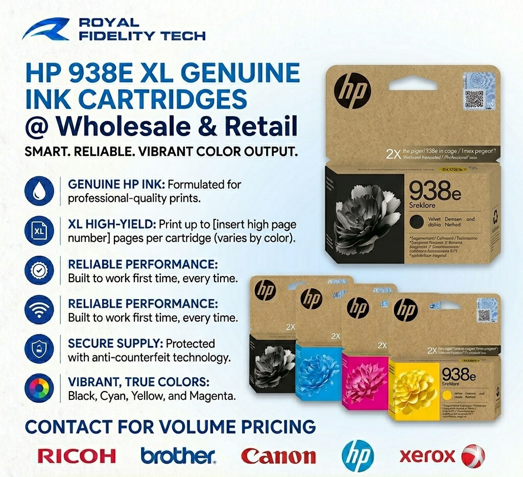 HP 938E Black High Capacity & Cyan, Yellow, Magenta Normal Capacity Original Ink