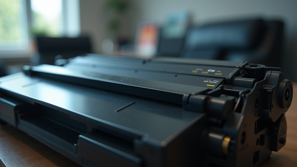 Close-up view of a compatible toner cartridge for office printers