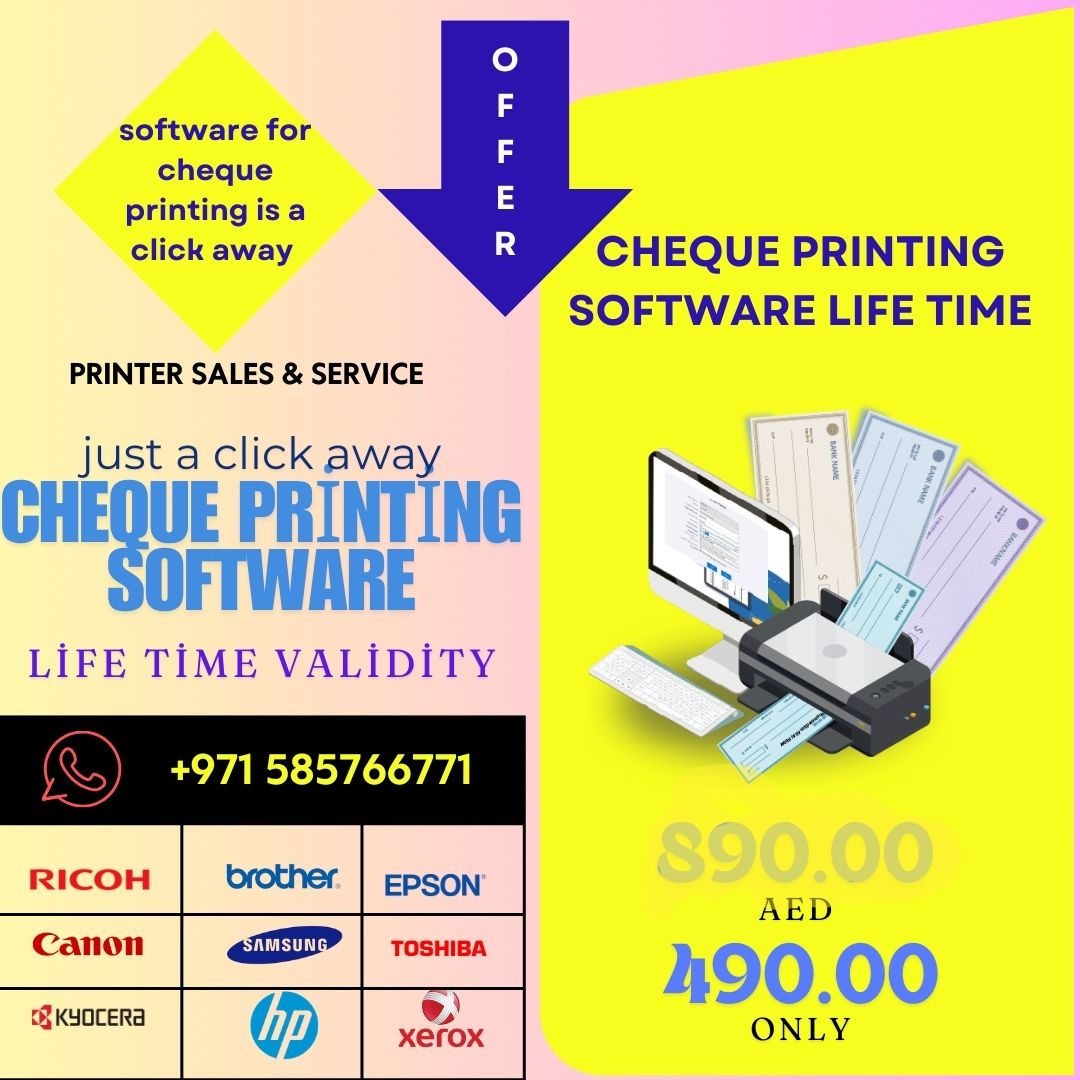 Printing Software for United Arab Emirates (UAE) Banks Chrysanth Cheque WriterFree Download