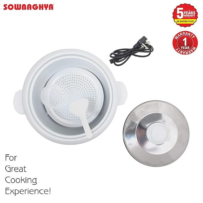 SOWBAGHYA 1.8L Rice Cooker with Inner Pot, White | Digital Rice Cooker |