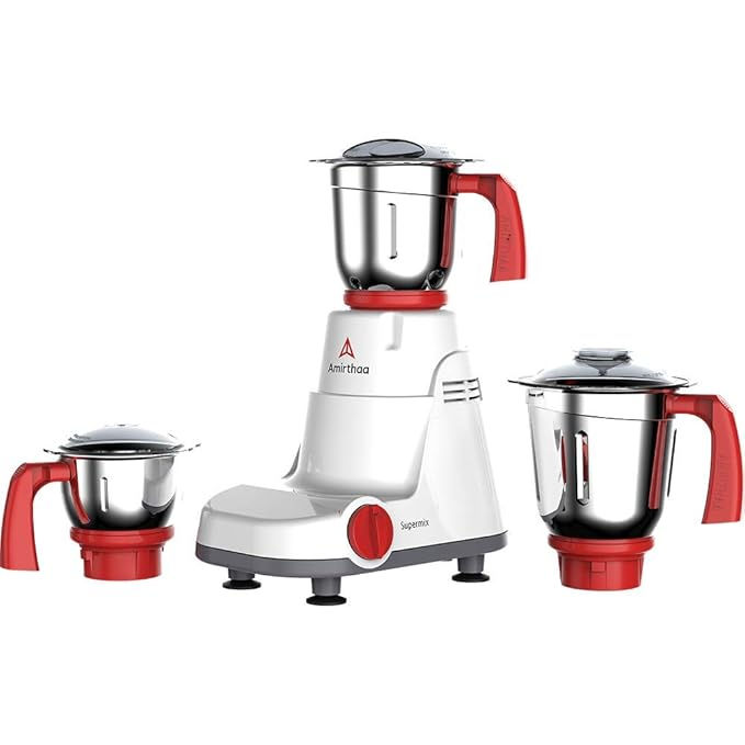 Amirthaa Supermix 750 Watt Mixer grinder with 3 Jars (Red)