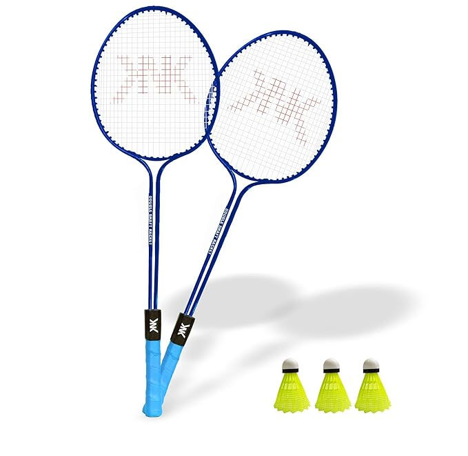 KNK Double Shaft Iron Body Badminton Racket Pack Of 2 Piece With 3 Piece