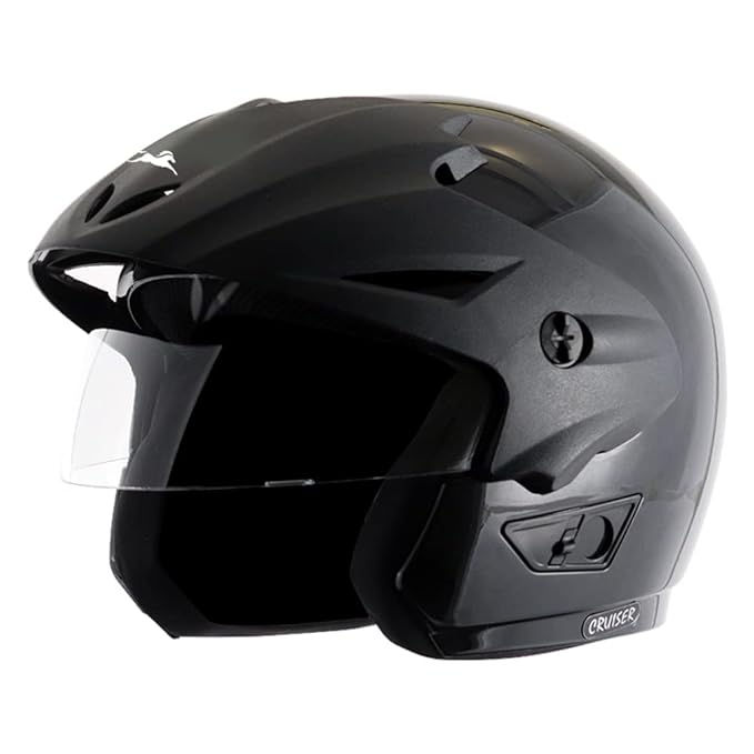 TVS Half Face Helmet for Men and Women, ISI and DOT Certified, Black, Size L