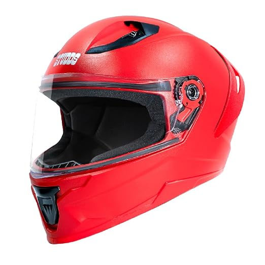 STUDDS Raider Street ISI Certified Full Face Helmet with Clear Visor (Red - L)