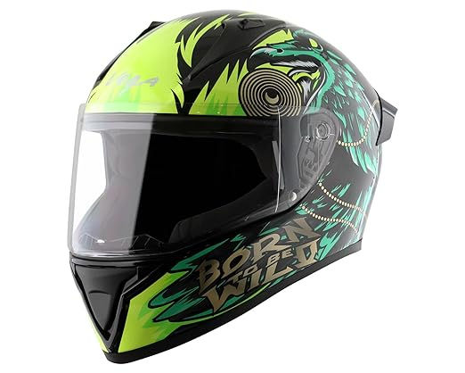 VEGA Bolt Wild Full Face Helmet Dull Black Yellow-Size: M