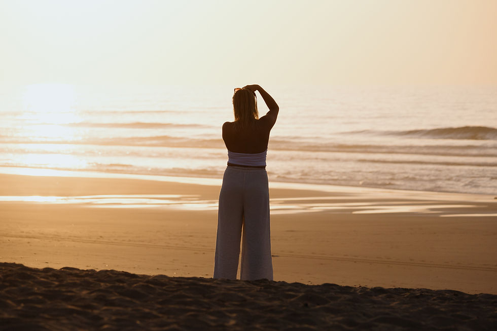 Guest enjoying a peaceful sunset during a retreat in Morocco