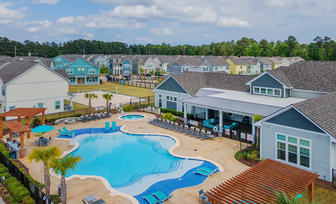 Aerial view of leasing office and clubhouse - Coastal Off-Campus Housing