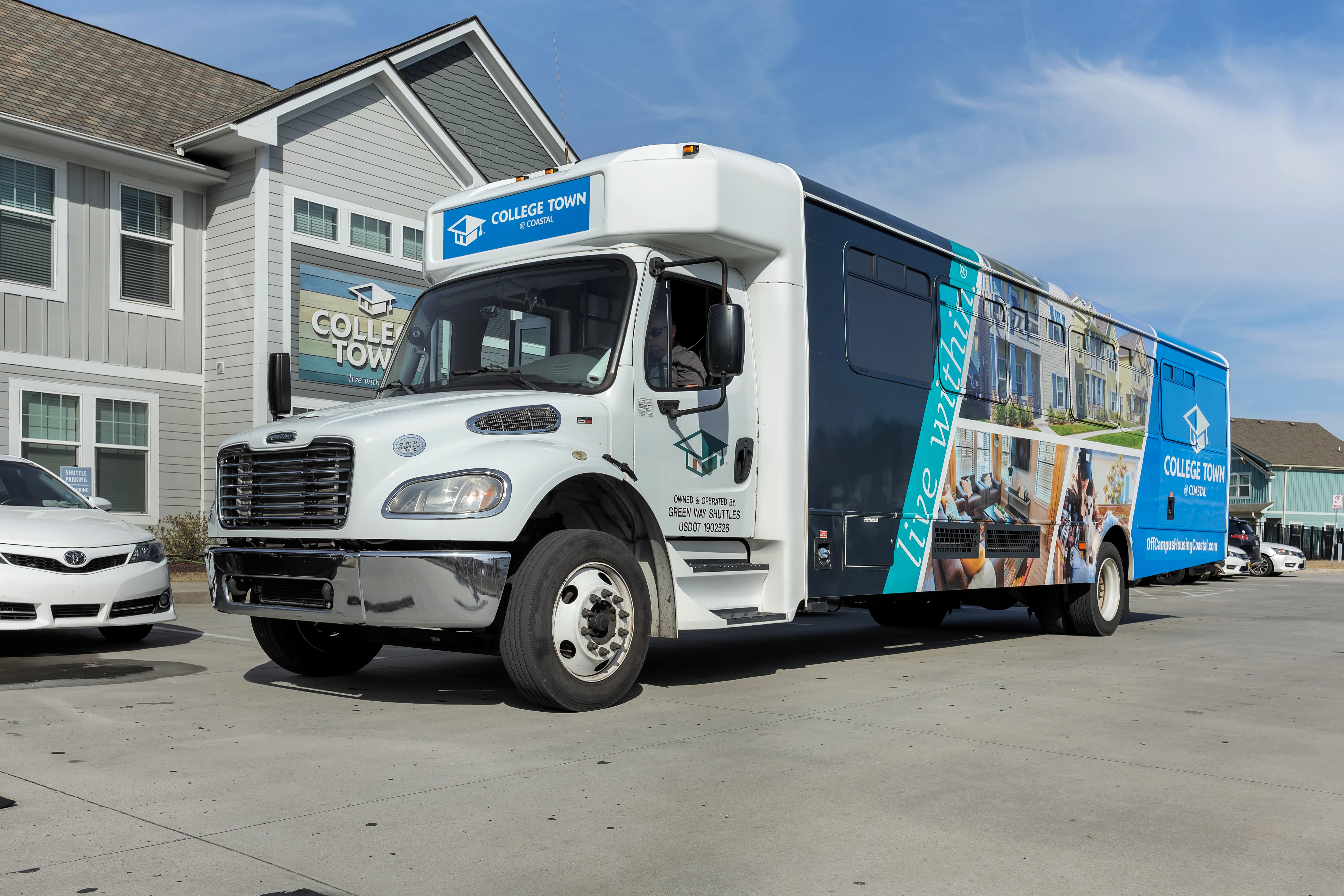 Take our Shuttle Bus to and from Campus
