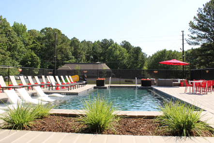 Newly opened swimming pool with lounge