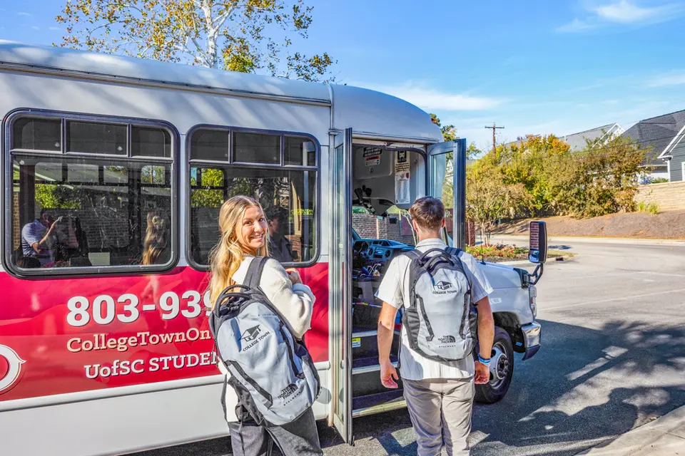 Take a ride to campus in our shuttle bus.