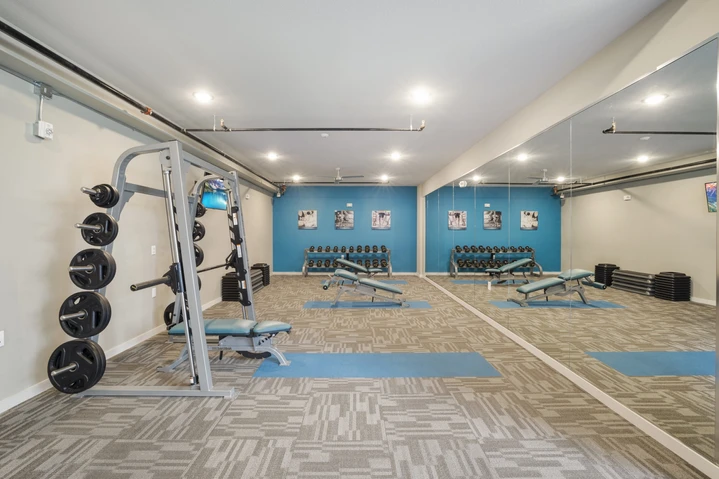 Fully stocked fitness center and weightroom