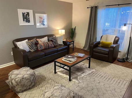 Fully furnished living room interior