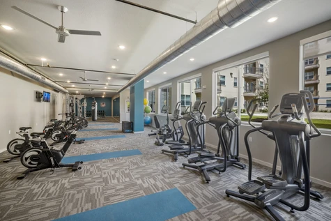 24-hour student housing fitness center