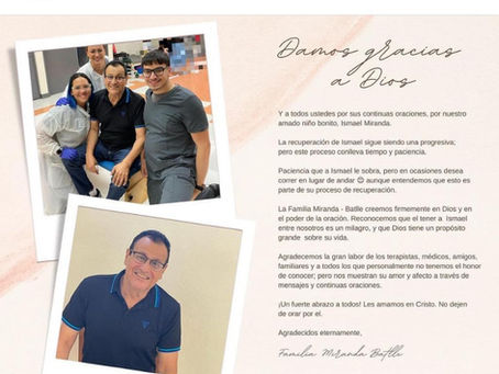 Familia de Ismael Miranda agradece las oraciones del pueblo por su recuperación