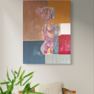 LA VISITANTE. Cuadro figurativo mujer. 92x63 cm. 
